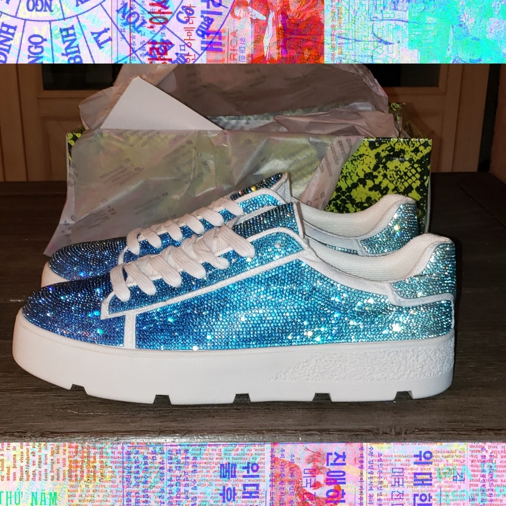 💙Blue Ombre Rhinestone Sneaks💙 - Picture 8 of 9